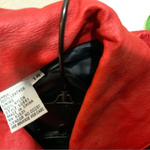 Vintage Styleworks Red Leather Cropped Jacket  Styleworks Size 14 - Picture 9 of 14